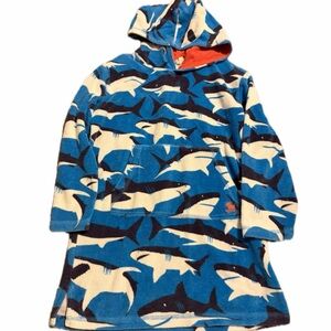 Mini boden 7-8 toweling hoodie boys shark